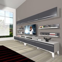 Decoraktiv Ekoflex 360Y Mdf Silver Tv Ünitesi Tv Sehpası Beyaz - Antrasit