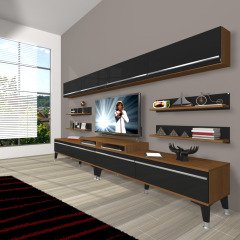 Decoraktiv Ekoflex 360Y Mdf Silver Tv Ünitesi Tv Sehpası Ceviz - Siyah