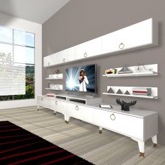 Decoraktiv Ekoflex 360Y Mdf Gold Tv Ünitesi Tv Sehpası Parlak Beyaz