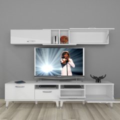 Decoraktiv Eko 5220 Slm Silver Tv Ünitesi Tv Sehpası Parlak Beyaz