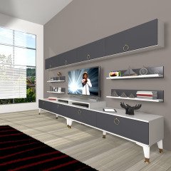 Decoraktiv Ekoflex 360Y Mdf Gold Tv Ünitesi Tv Sehpası Beyaz - Antrasit