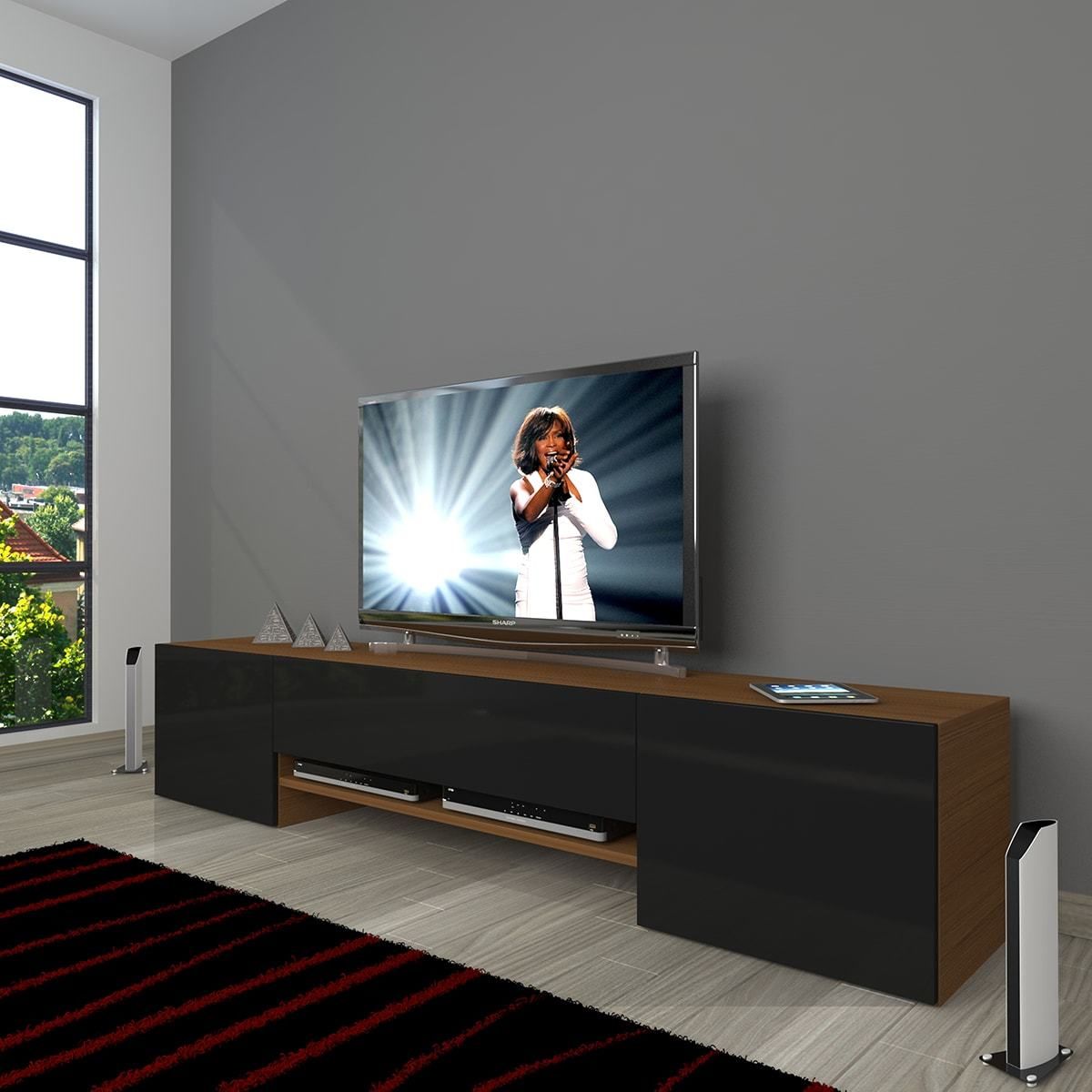 Decoraktiv 1e1 Mdf Tv Ünitesi Tv Sehpası Ceviz - Siyah