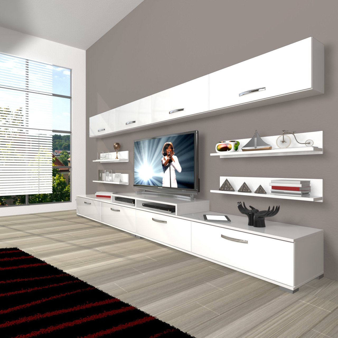 Decoraktiv Ekoflex 360Y Slm Tv Ünitesi Tv Sehpası Parlak Beyaz