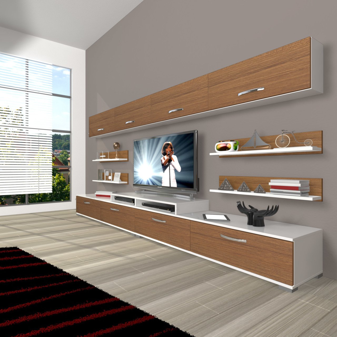 Decoraktiv Ekoflex 360Y Slm Tv Ünitesi Tv Sehpası Beyaz - Ceviz