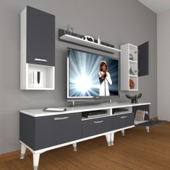 Decoraktiv Eko 5220DA Mdf Silver Tv Ünitesi Tv Sehpası Beyaz - Antrasit