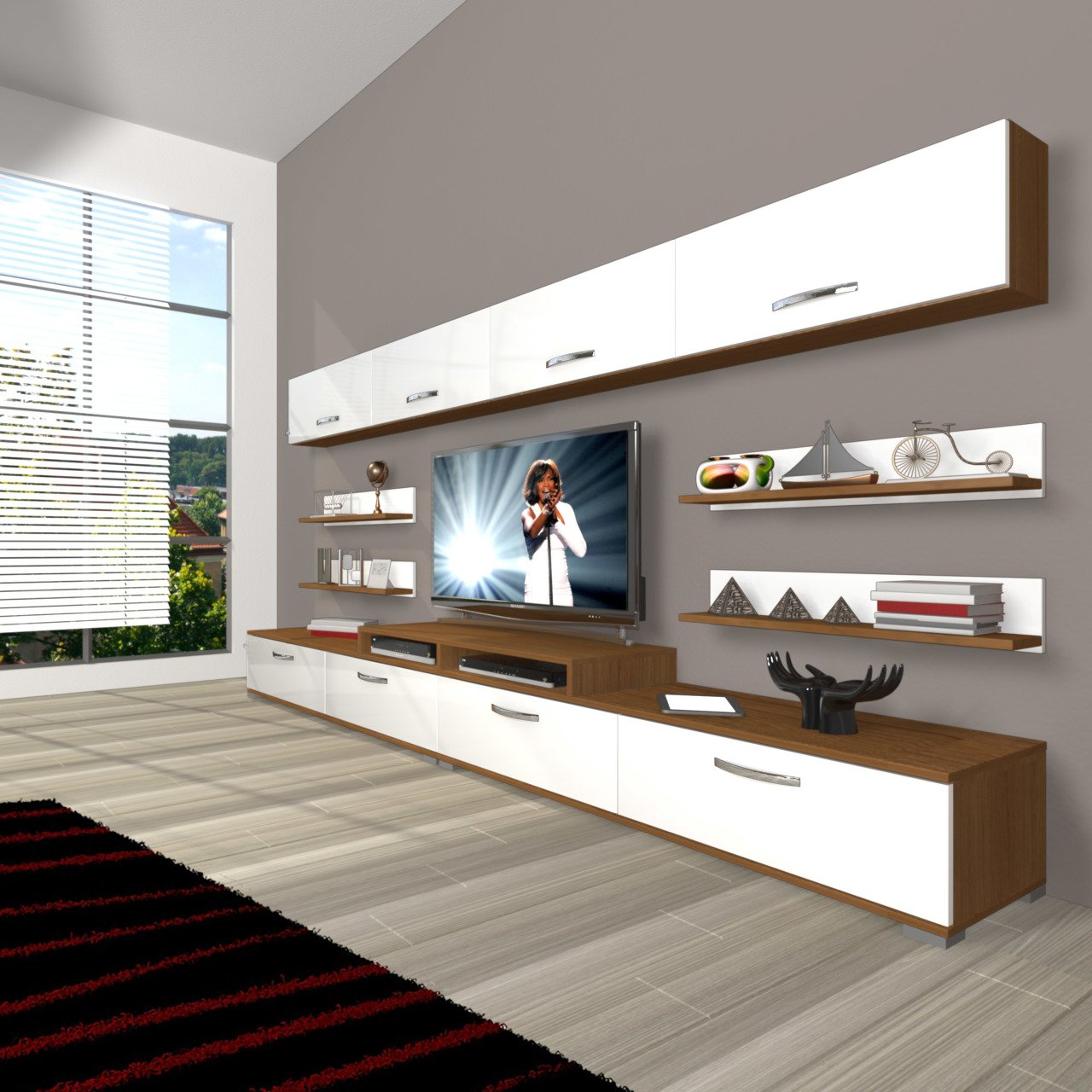 Decoraktiv Ekoflex 360Y Slm Tv Ünitesi Tv Sehpası Ceviz - Beyaz
