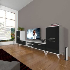 Decoraktiv Eko On2 Mdf Dvd Retro Tv Ünitesi Tv Sehpası Beyaz - Siyah