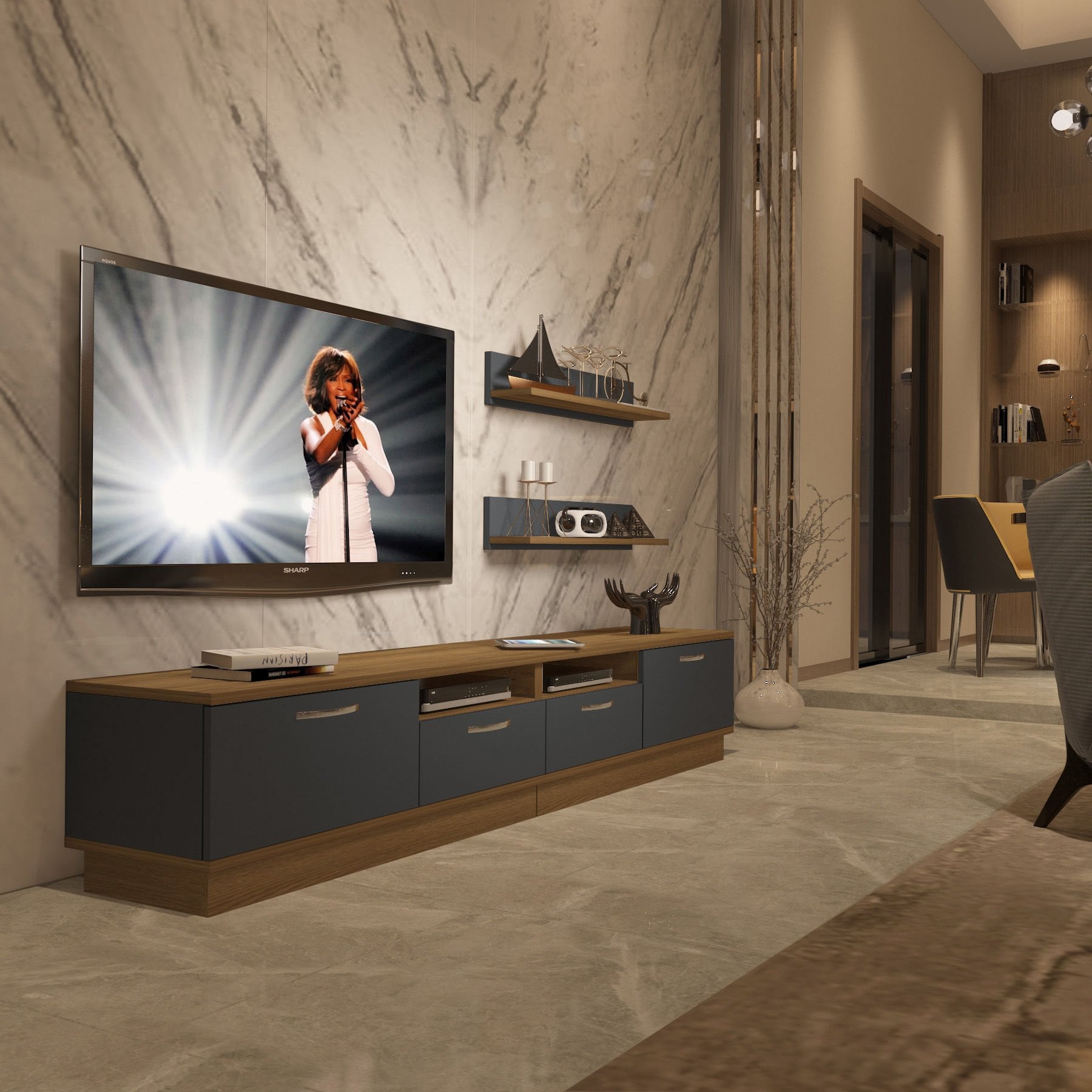 Decoraktiv Trendstyle 220r Mdf Tv Ünitesi Tv Sehpası Pera - Antrasit