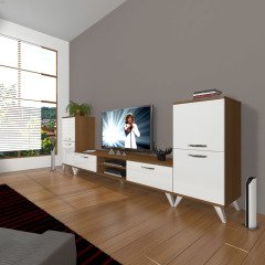 Decoraktiv Eko On2 Mdf Dvd Retro Tv Ünitesi Tv Sehpası Ceviz - Beyaz