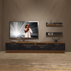 Decoraktiv Trendstyle 220r Mdf Tv Ünitesi Tv Sehpası Ceviz - Siyah Mermer