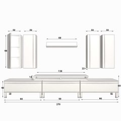 Decoraktiv Ekoflex 8D Mdf Krom Ayaklı Tv Ünitesi Tv Sehpası Beyaz - Antrasit