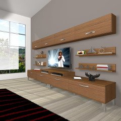 Decoraktiv Ekoflex 360Y Slm Krom Ayaklı Tv Ünitesi Tv Sehpası Ceviz