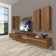 Decoraktiv Ekoflex 8D Mdf Krom Ayaklı Tv Ünitesi Tv Sehpası Ceviz