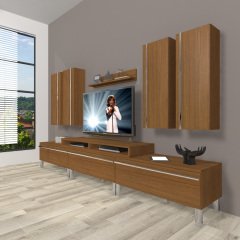 Decoraktiv Ekoflex 8D Mdf Krom Ayaklı Tv Ünitesi Tv Sehpası Ceviz