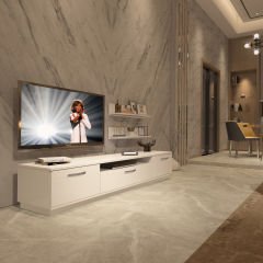 Decoraktiv Trio 4 Mdf Tv Ünitesi Tv Sehpası Parlak Beyaz