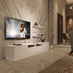 Decoraktiv Trendstyle 220RS Mdf Tv Ünitesi Tv Sehpası Parlak Beyaz