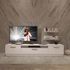 Decoraktiv Trio 4 Mdf Tv Ünitesi Tv Sehpası Parlak Beyaz
