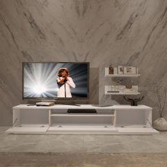 Decoraktiv Trio 4 Mdf Tv Ünitesi Tv Sehpası Parlak Beyaz