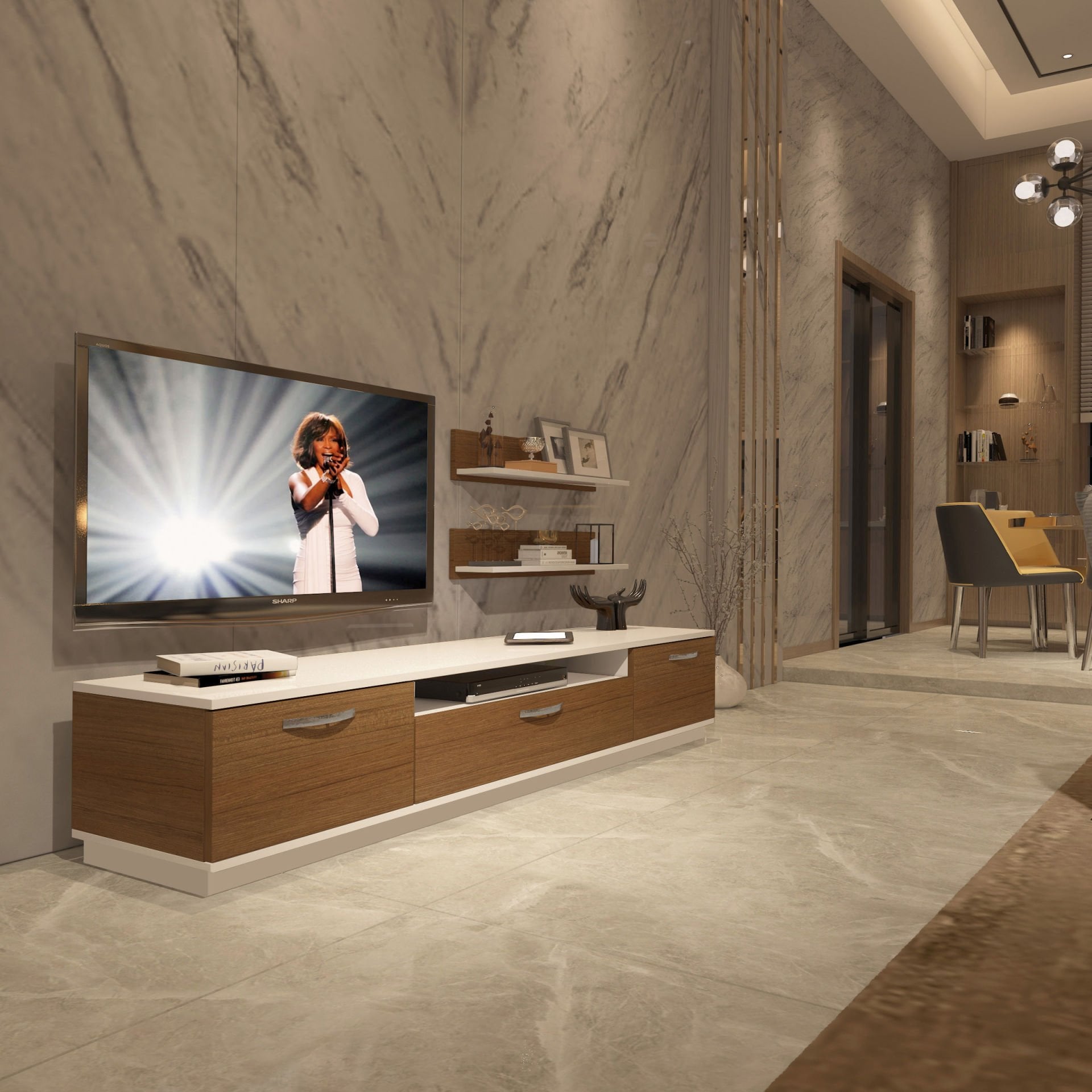 Decoraktiv Trio 4 Mdf Tv Ünitesi Tv Sehpası Beyaz - Ceviz