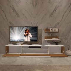 Decoraktiv Trio 4 Mdf Tv Ünitesi Tv Sehpası Beyaz - Ceviz