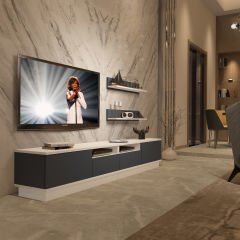 Decoraktiv Trendstyle 220RS Mdf Tv Ünitesi Tv Sehpası Beyaz - Antrasit