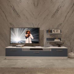 Decoraktiv Trio 4 Mdf Tv Ünitesi Tv Sehpası Beyaz - Antrasit