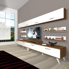 Decoraktiv Ekoflex 360Y Slm Retro Tv Ünitesi Tv Sehpası Ceviz - Beyaz