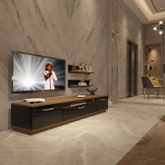 Decoraktiv Trio 4 Mdf Tv Ünitesi Tv Sehpası Ceviz - Siyah