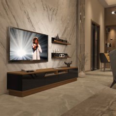 Decoraktiv Trendstyle 220RS Mdf Tv Ünitesi Tv Sehpası Ceviz - Siyah