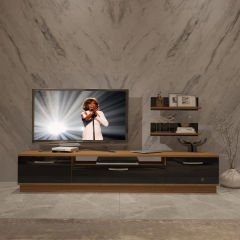 Decoraktiv Trio 4 Mdf Tv Ünitesi Tv Sehpası Ceviz - Siyah