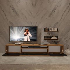 Decoraktiv Trio 4 Mdf Tv Ünitesi Tv Sehpası Ceviz - Siyah