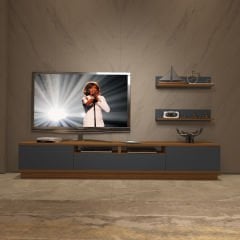 Decoraktiv Trendstyle 220RS Mdf Tv Ünitesi Tv Sehpası Ceviz - Antrasit