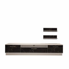 Decoraktiv Trio 4 Mdf Tv Ünitesi Tv Sehpası Beyaz - Siyah Mermer