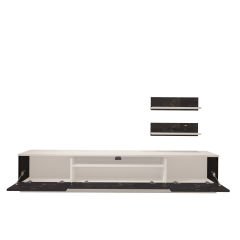 Decoraktiv Trio 4 Mdf Tv Ünitesi Tv Sehpası Beyaz - Siyah Mermer