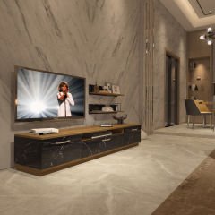 Decoraktiv Trio 4 Mdf Tv Ünitesi Tv Sehpası Pera - Siyah Mermer