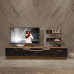 Decoraktiv Trio 4 Mdf Tv Ünitesi Tv Sehpası Pera - Siyah Mermer