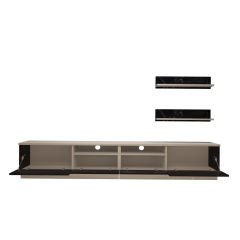 Decoraktiv Trendstyle 220RS Mdf Tv Ünitesi Tv Sehpası Beyaz - Siyah Mermer