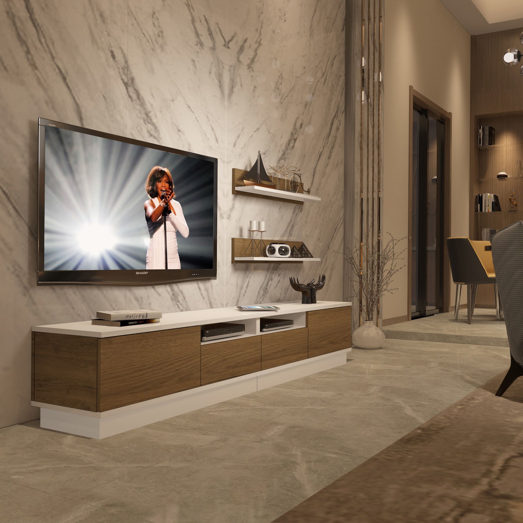 Decoraktiv Trendstyle 220RS Mdf Tv Ünitesi Tv Sehpası Beyaz - Pera