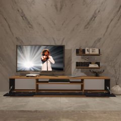 Decoraktiv Trio 200r Mdf Tv Ünitesi Tv Sehpası Ceviz - Siyah Mermer