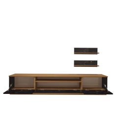 Decoraktiv Trio 200r Mdf Tv Ünitesi Tv Sehpası Ceviz - Siyah Mermer