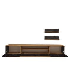 Decoraktiv Trio 4 Mdf Tv Ünitesi Tv Sehpası Ceviz - Siyah Mermer