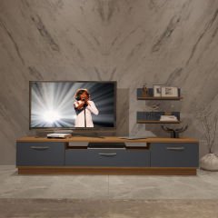 Decoraktiv Trio 4 Mdf Tv Ünitesi Tv Sehpası Ceviz - Antrasit