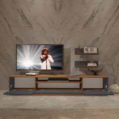 Decoraktiv Trio 4 Mdf Tv Ünitesi Tv Sehpası Ceviz - Antrasit