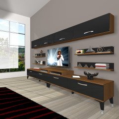 Decoraktiv Ekoflex 360Y Slm Silver Tv Ünitesi Tv Sehpası Ceviz - Siyah
