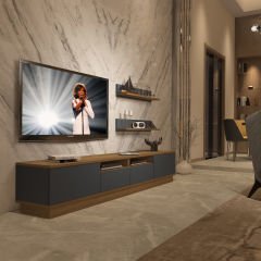 Decoraktiv Trendstyle 220RS Mdf Tv Ünitesi Tv Sehpası Pera - Antrasit