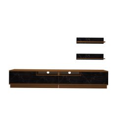 Decoraktiv Trendstyle 220RS Mdf Tv Ünitesi Tv Sehpası Ceviz - Siyah Mermer