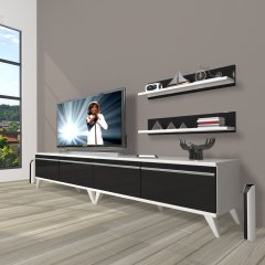 Decoraktiv Eko 220t Mdf Retro Tv Ünitesi Tv Sehpası Beyaz - Siyah