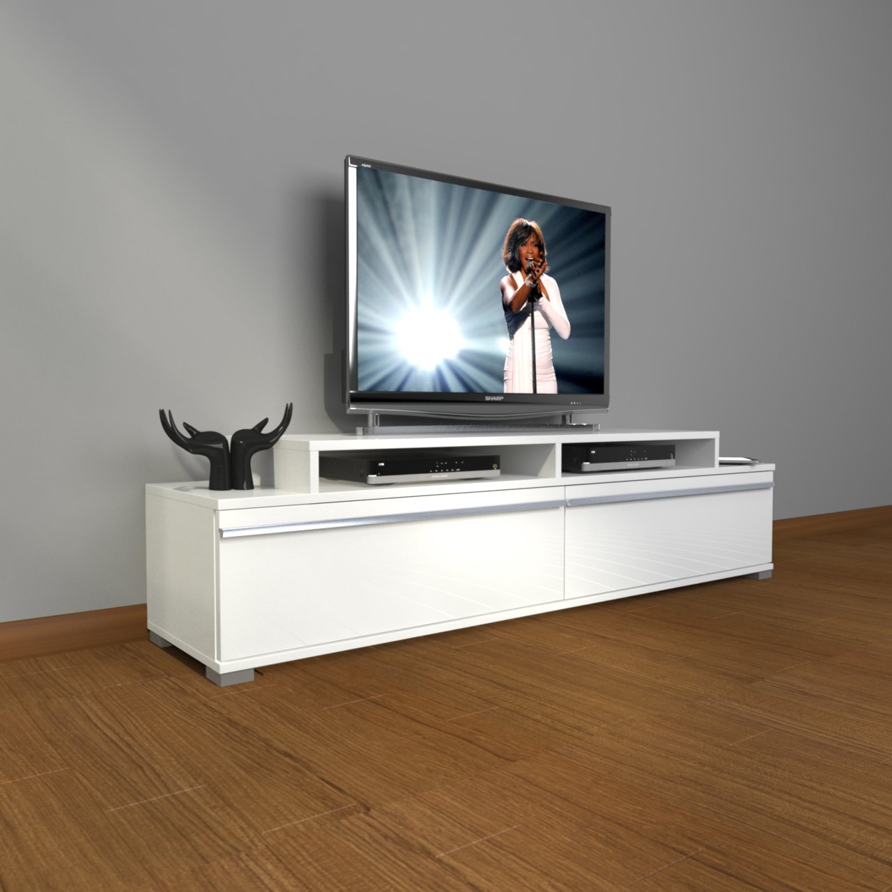 Decoraktiv Ekoflex 4 Mdf Tv Ünitesi Tv Sehpası Parlak Beyaz