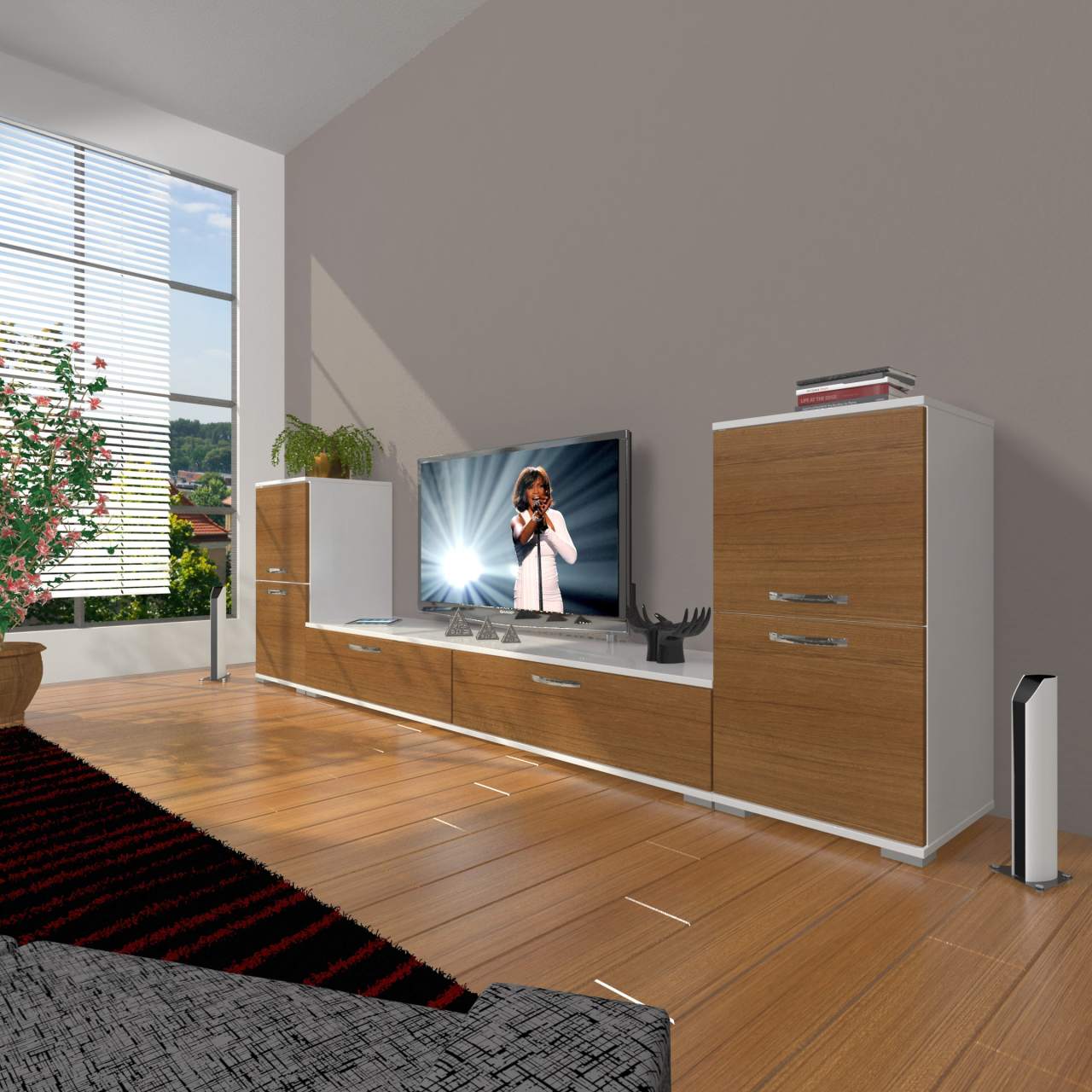 Decoraktiv Eko On2 Slm Std Tv Ünitesi Tv Sehpası Beyaz - Ceviz