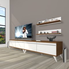 Decoraktiv Eko 220t Mdf Retro Tv Ünitesi Tv Sehpası Ceviz - Beyaz